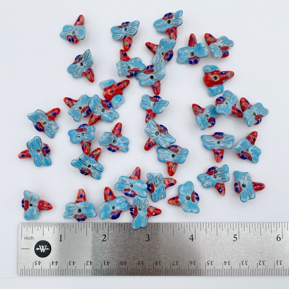 Vintage Porcelain Ceramic Dragonfly Beads Lot of 35 - Picture 5 of 5